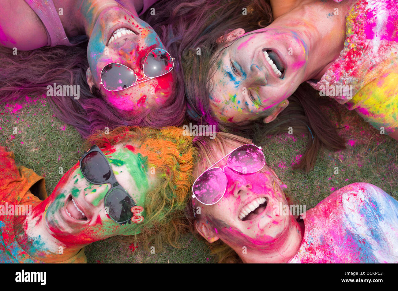 Celebrating Holi, Festival of Colors, a spring Hindu Festival - Jaipur, Rajasthan, India Stock Photo
