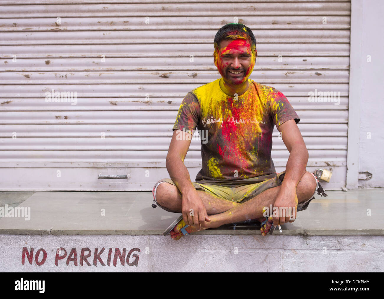 Celebrating Holi, Festival of Colors, a spring Hindu Festival - Jaipur, Rajasthan, India Stock Photo