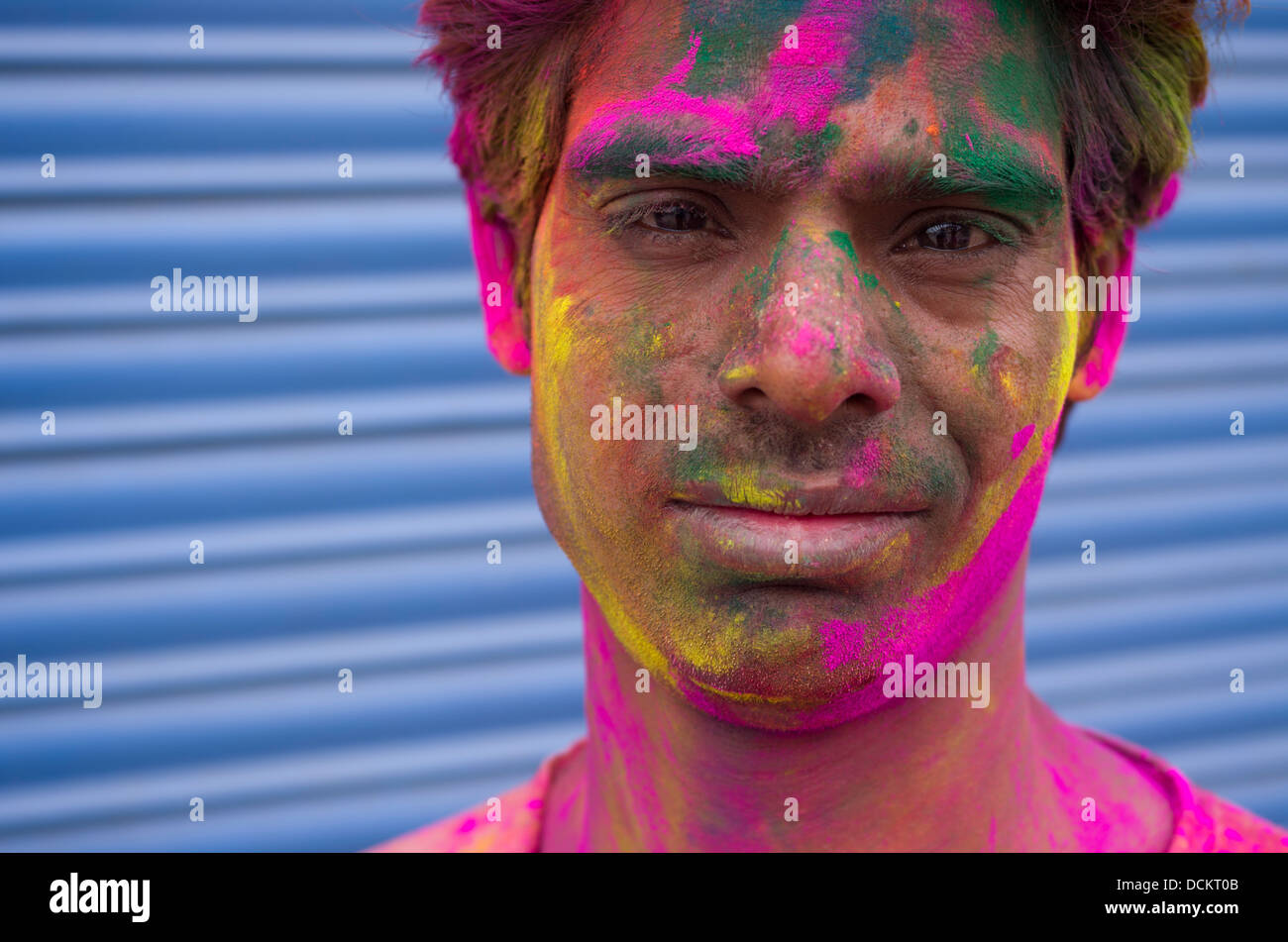 Celebrating Holi, Festival of Colors, a spring Hindu Festival - Jaipur, Rajasthan, India Stock Photo