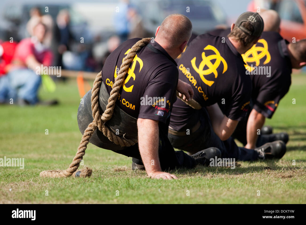 Nairn, Scotland - August 17th, 2013: A tug of war contest at the Nairn Highland Games Stock Photo