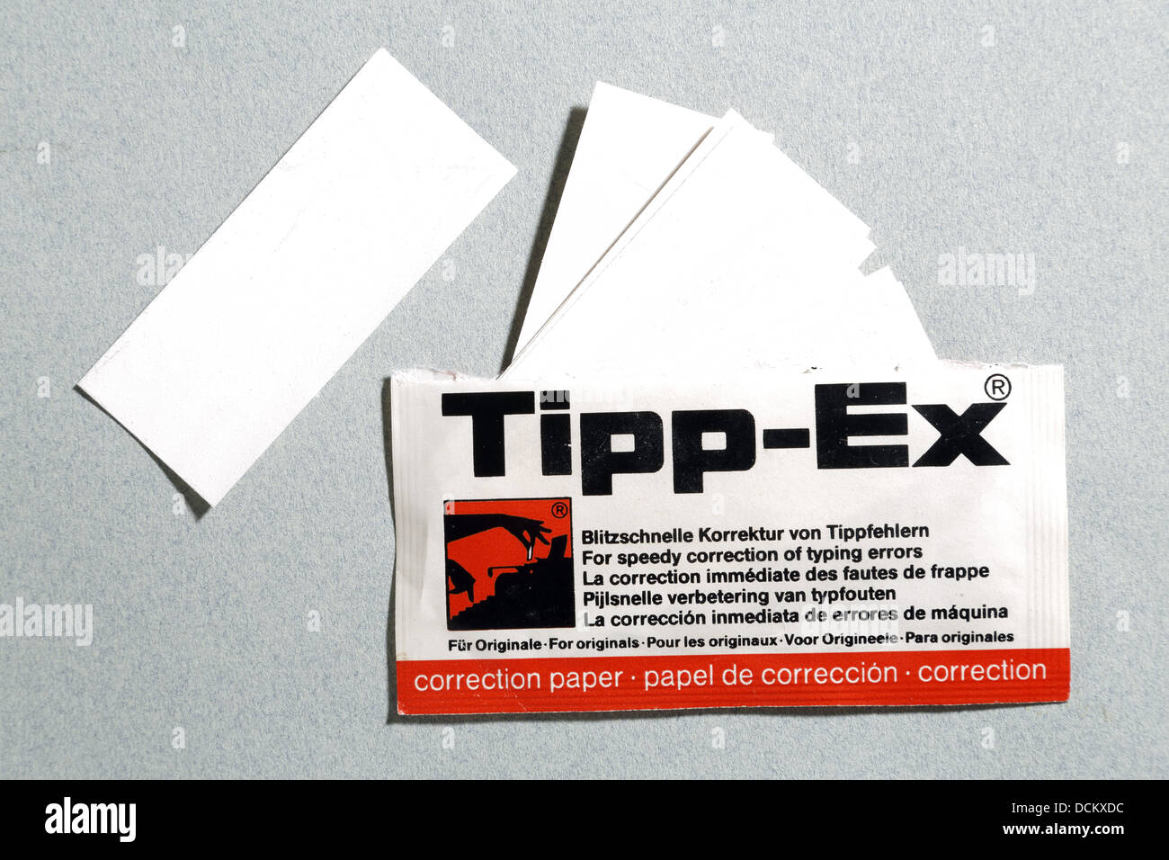 Tipp-Ex Typewriter Correction Papers. Stock Photo