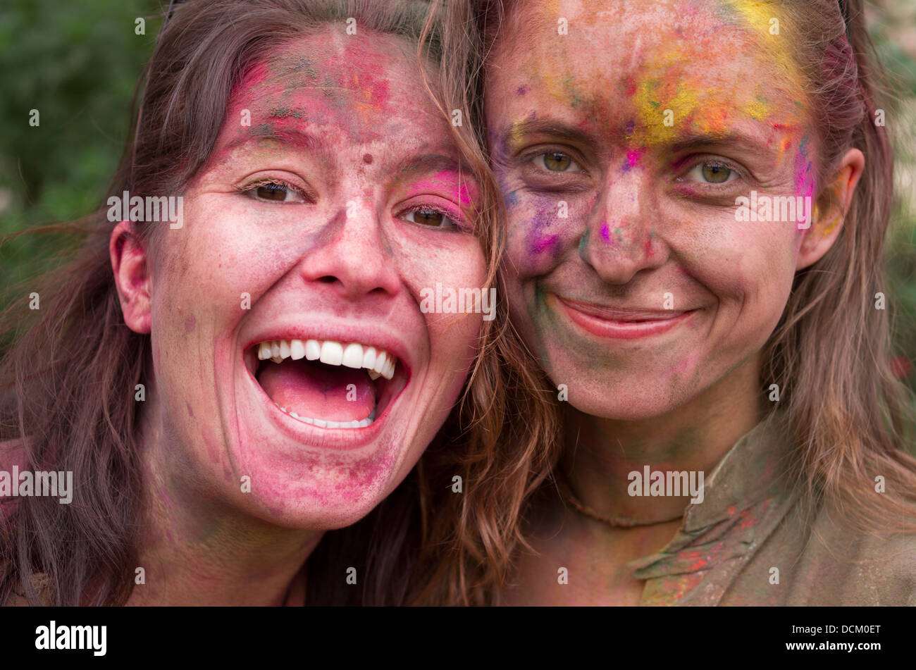 Celebrating Holi, Festival of Colors, a spring Hindu Festival - Jaipur, Rajasthan, India Stock Photo