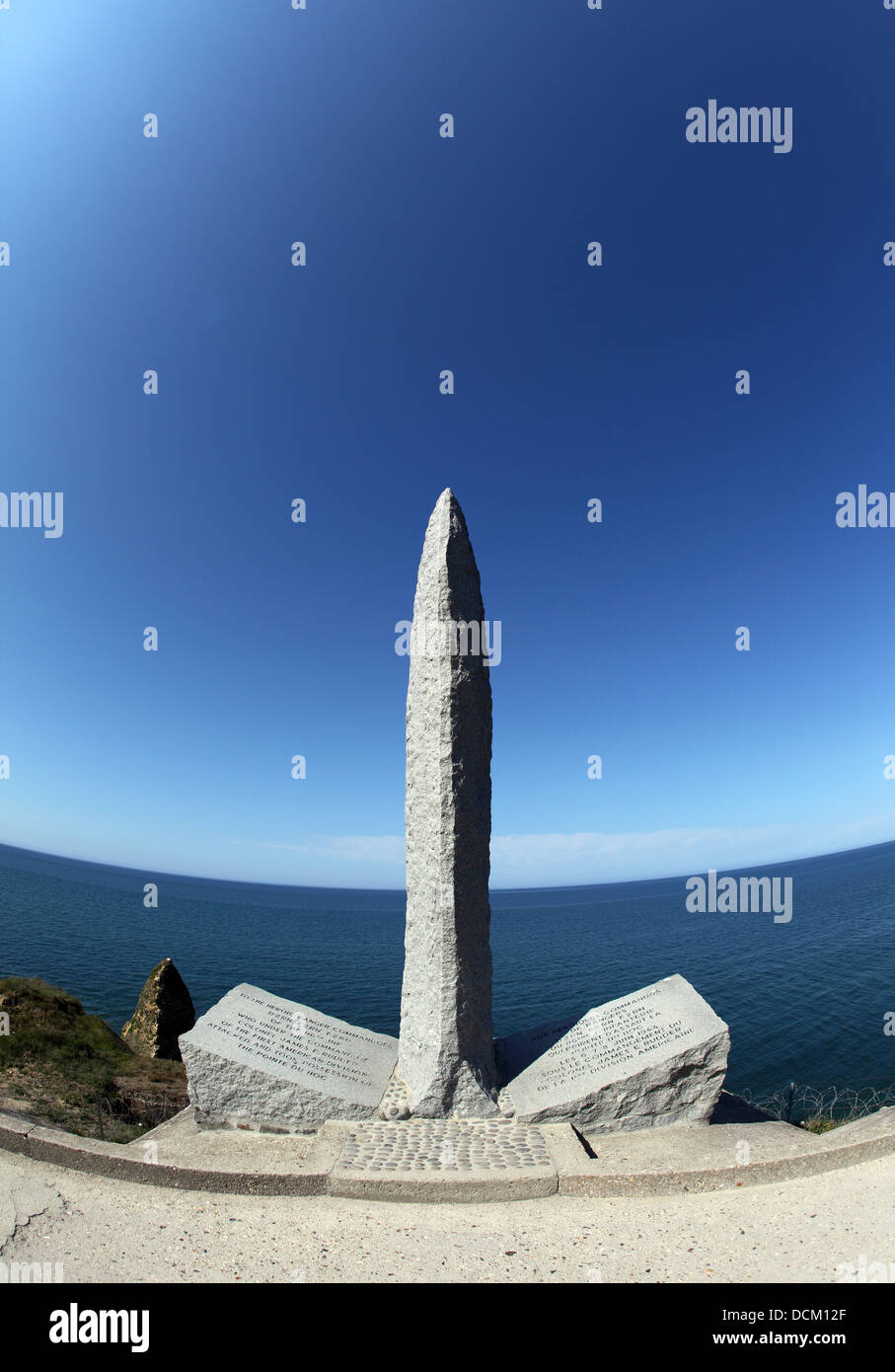 Pointe du Hoc monument to the American Ranger division under Colonel james E Rudder Stock Photo