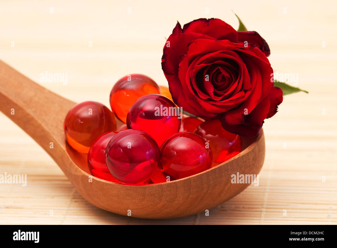 oil bath pearls and fresh rose Stock Photo Alamy