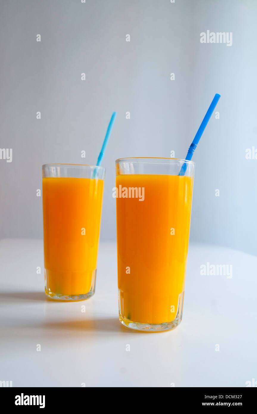 Two glasses of orange juice Stock Photo Alamy