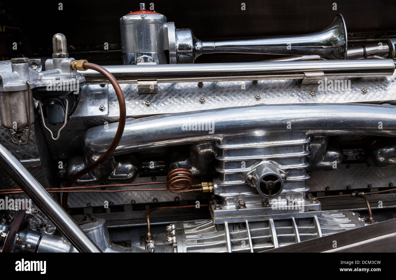 A classic Bugatti Type 35 sportscar engine Stock Photo