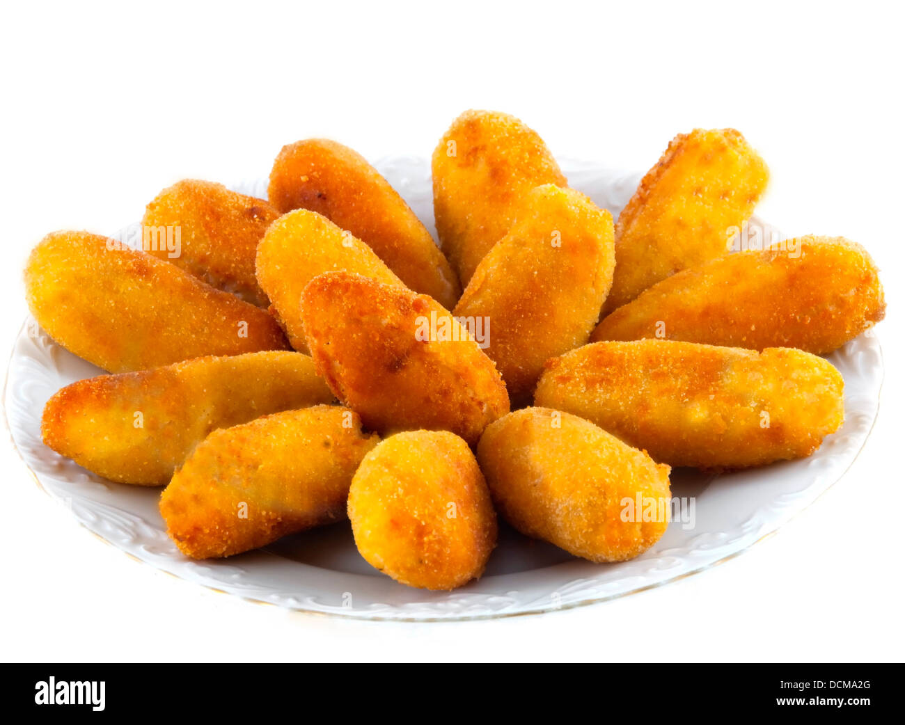 Dish with fried croquettes of beef and ham Stock Photo