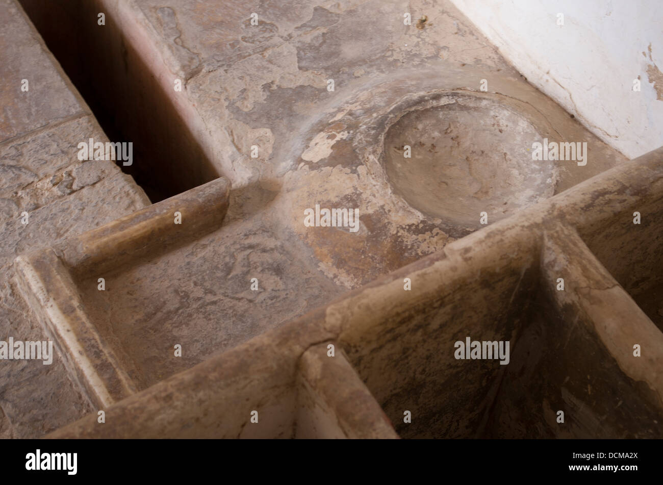 Traditional Latrines at Amber ( Amer ) Fort / Palace - Jaipur, Rajasthan, India Stock Photo