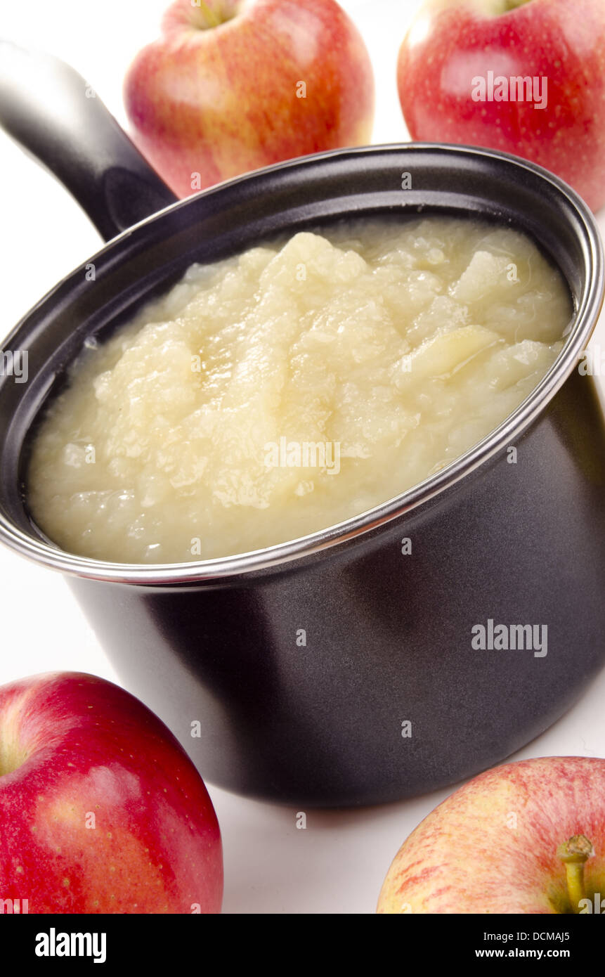 fresh made apple sauce in a pot Stock Photo