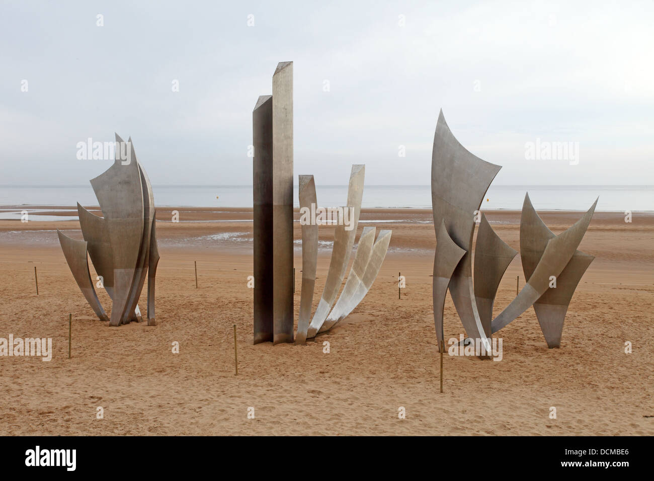 Sculpture on Omaha Beach in memory of those who died at the D-Day landings, Normandy, France Stock Photo