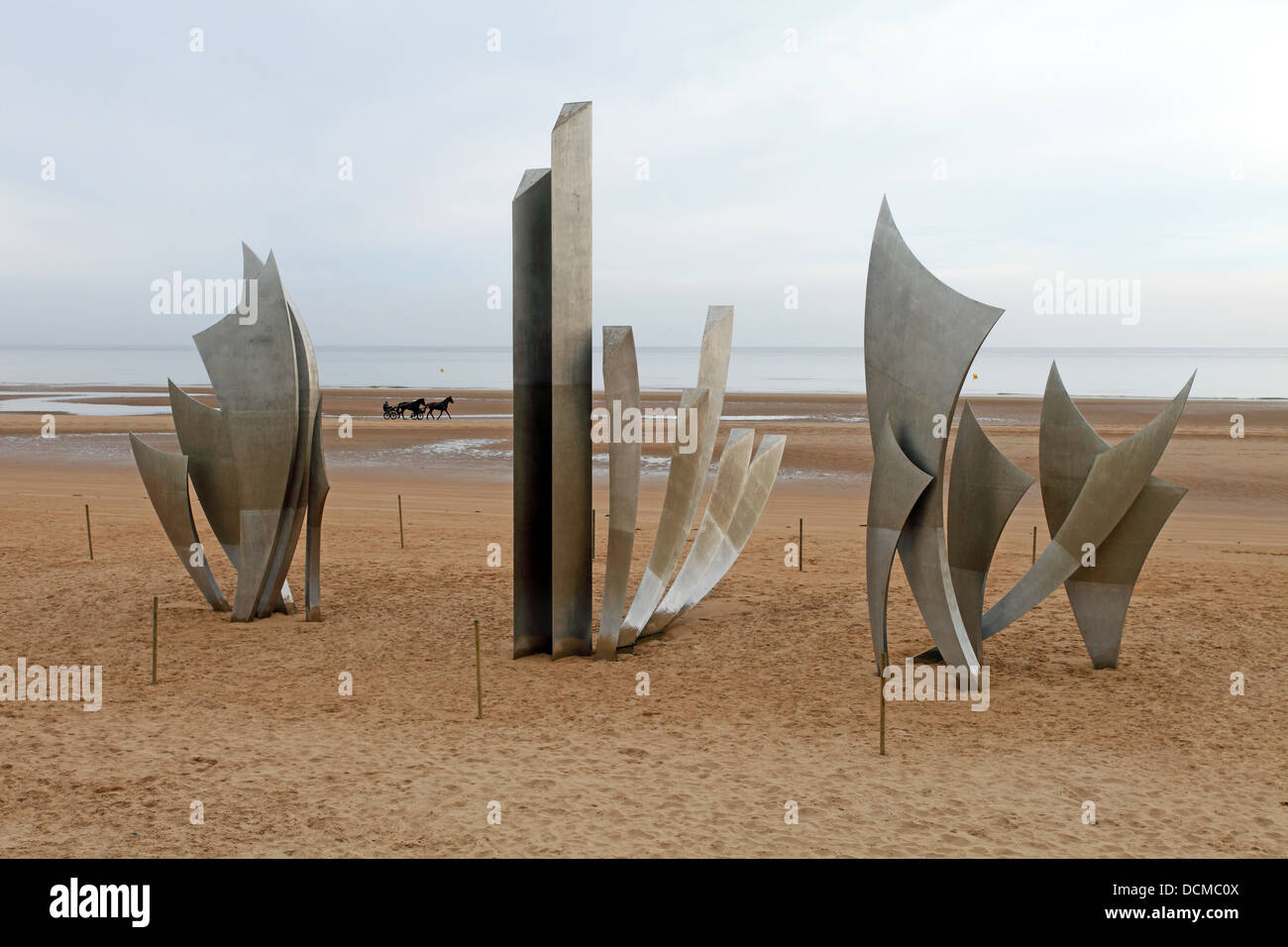 Sculpture on Omaha Beach in memory of those who died at the D-Day landings, Normandy, France Stock Photo