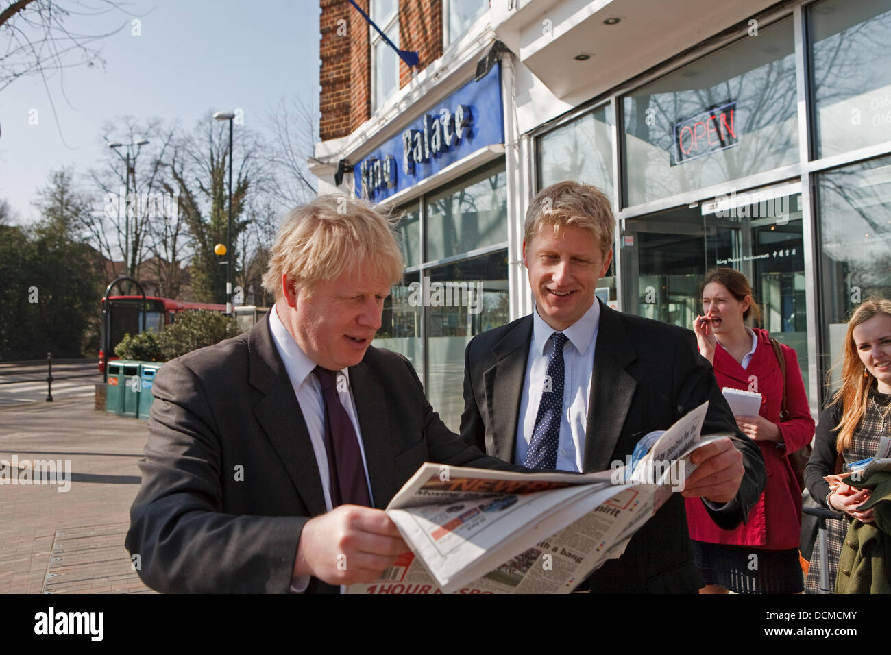 Boris Johnson has suggested that it is “very likely” that his brother will become the Prime Minister - as he attacked Ed Miliband for “shafting” his brother David in the battle for the Labour leadership.  Boris Johnson checks the papers with his brother Jo Johnson in Orpington high Street Stock Photo
