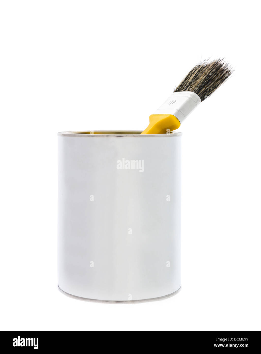 Paint can with brush Stock Photo Alamy