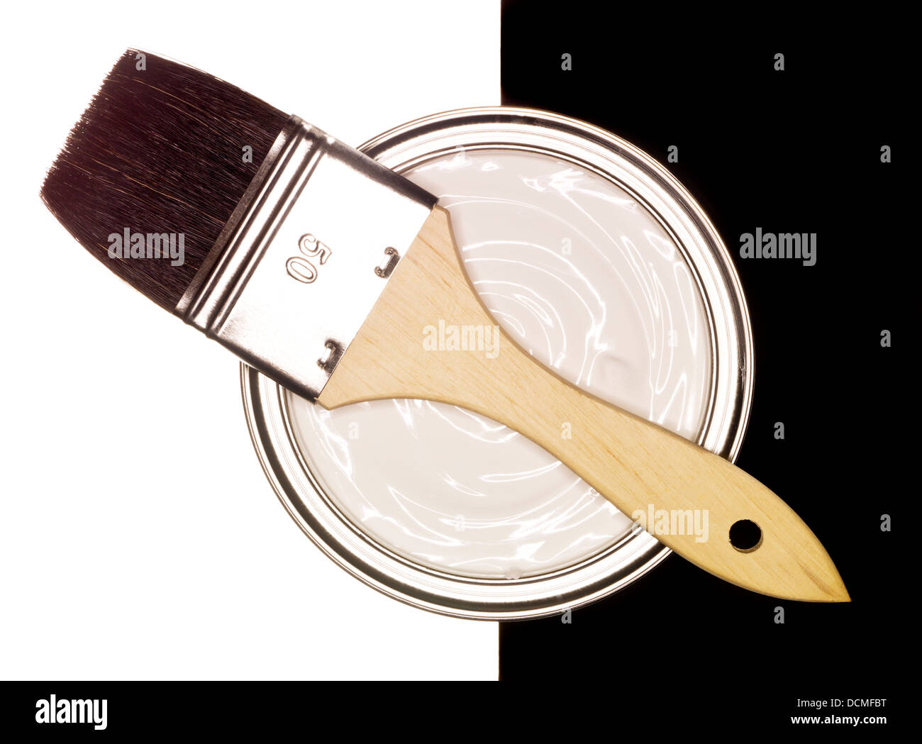 Paint can with brush Stock Photo Alamy
