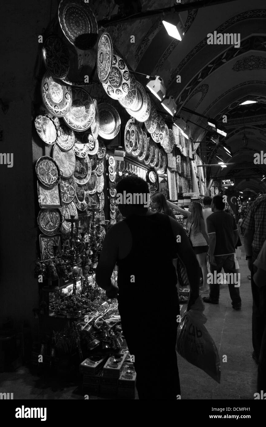 Tourists and Turkish shopping/visiting the world famous Grand Bazaar, Istanbul (Turkey) Stock Photo