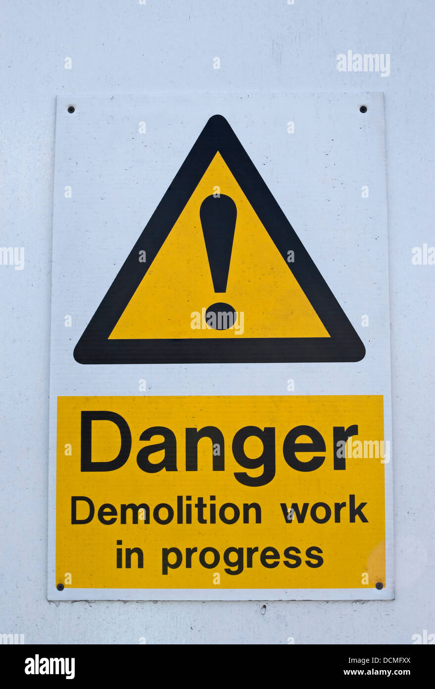 british danger demoltion work in progress sign Stock Photo