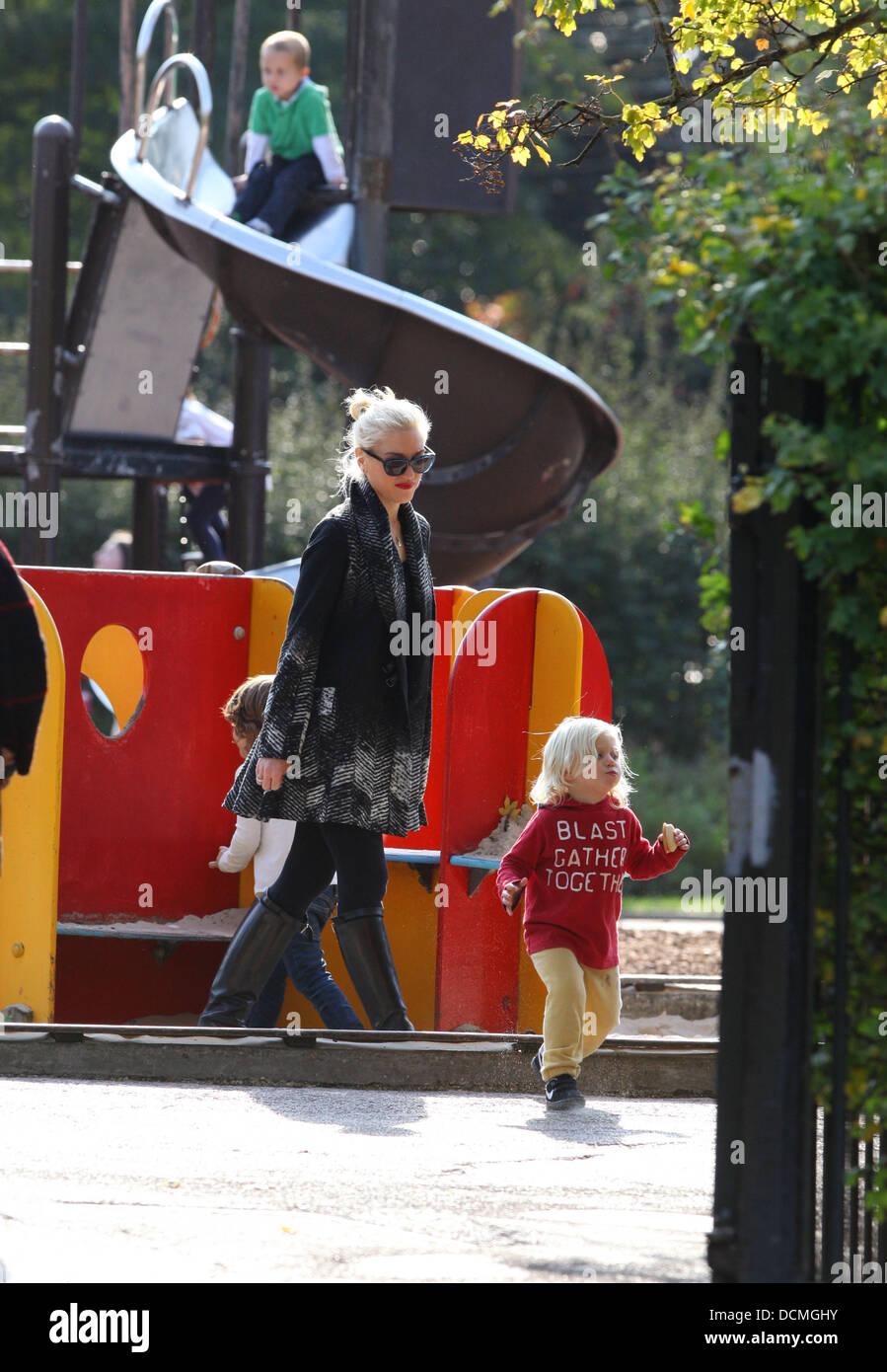 Gwen Stefani visits the local playground and park with her son Zuma