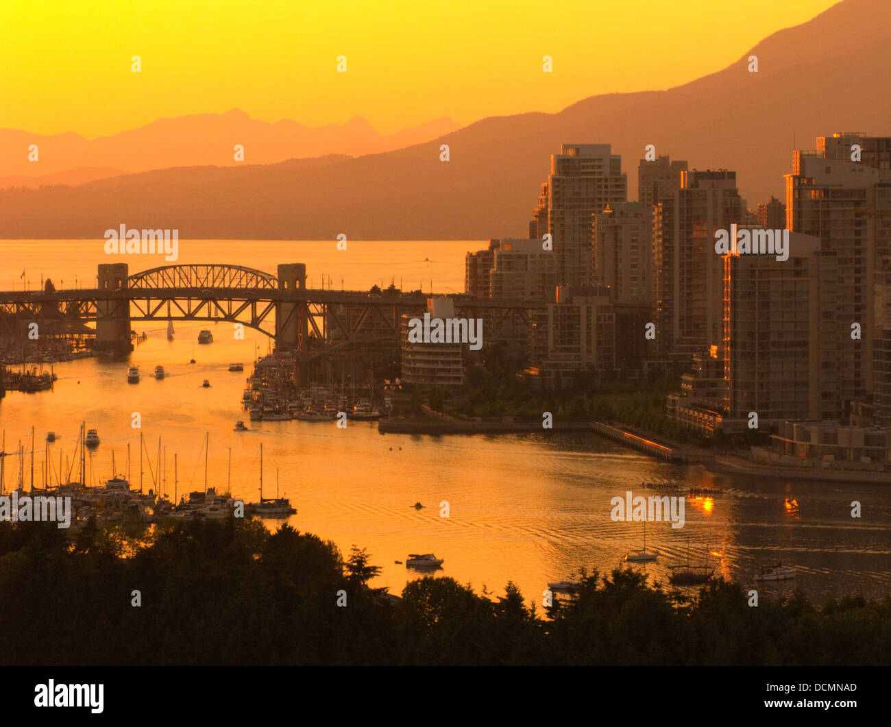 BURRARD STREET BRIDGE FALSE CREEK VANCOUVER SKYLINE BRITISH COLUMBIA ...