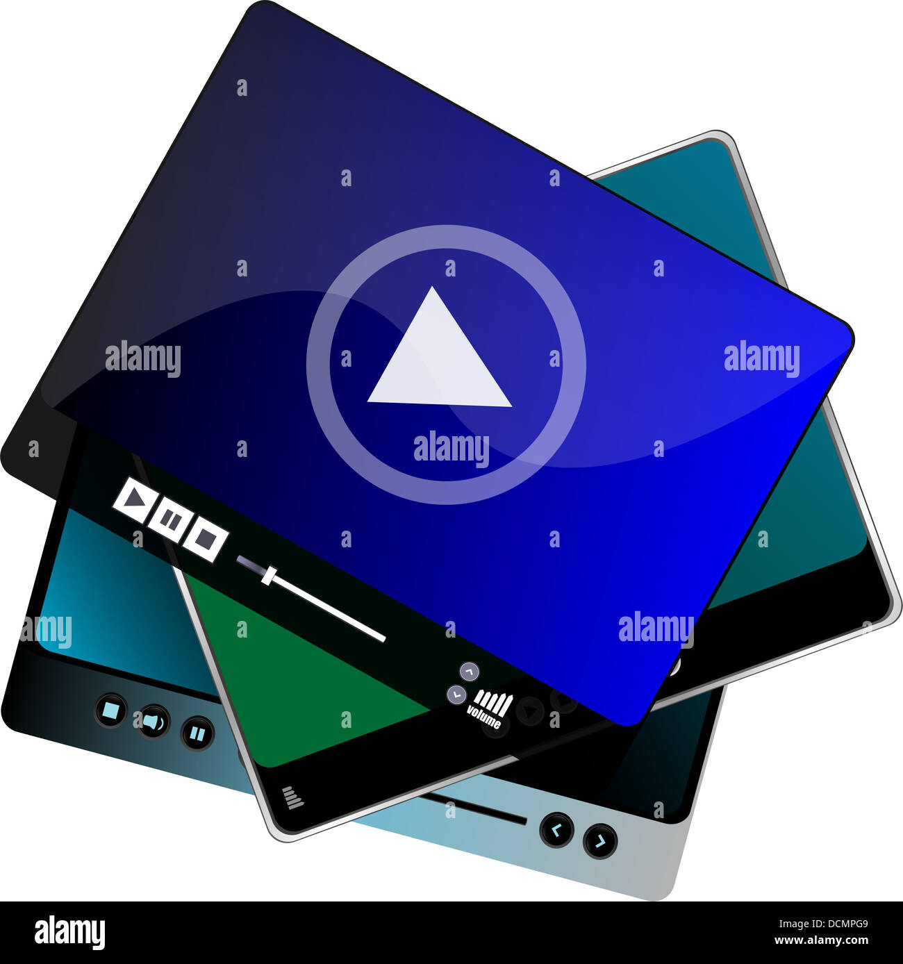 browsers set with video controls and play back interface Stock Photo Alamy