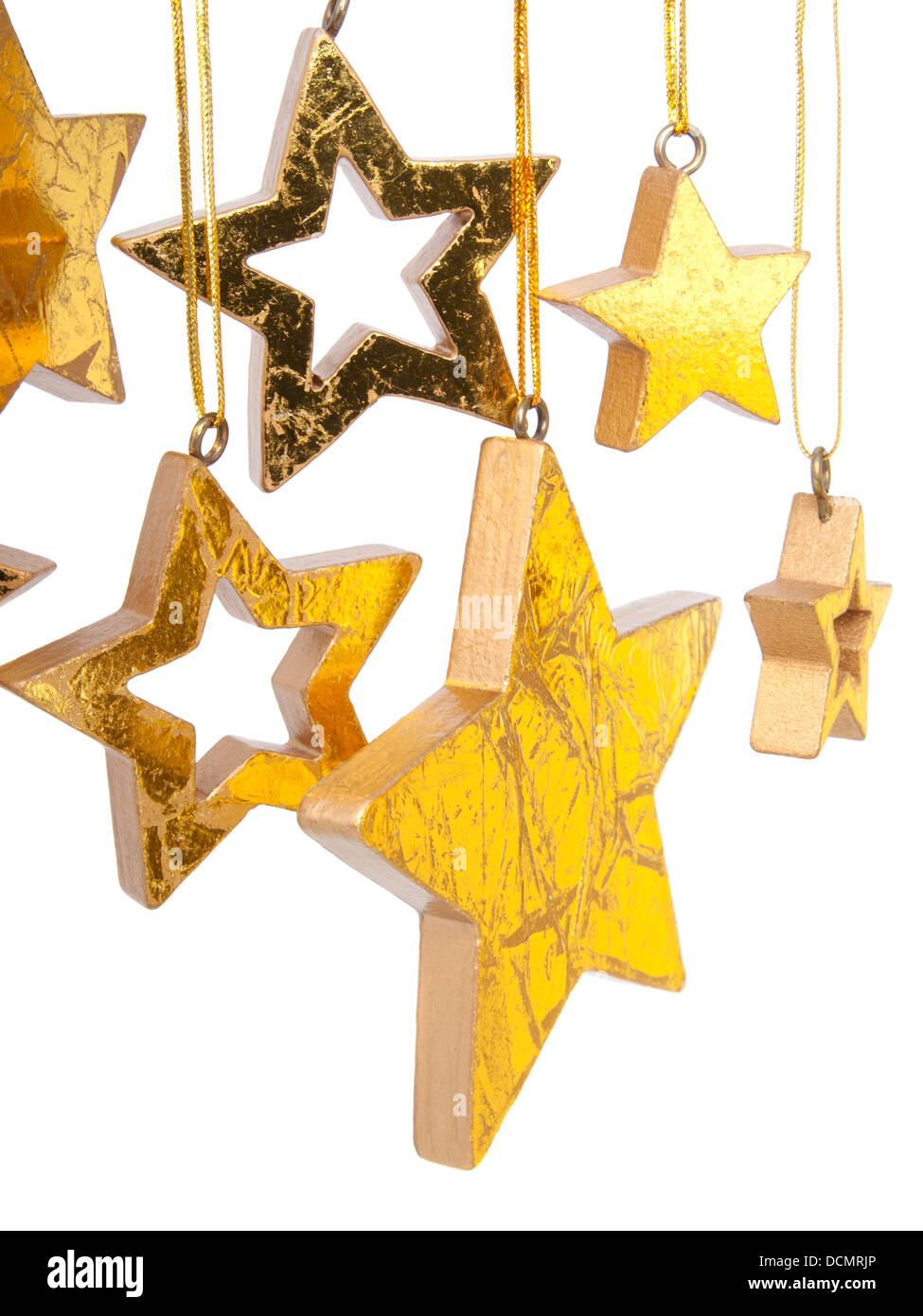 Golden Christmas stars, isolated on white background Stock Photo - Alamy