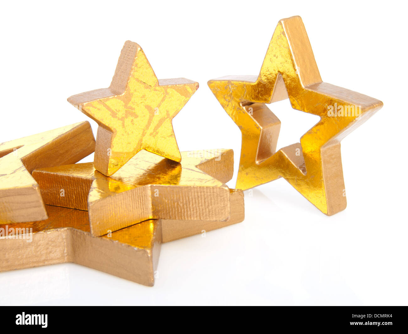 Golden Christmas stars, isolated on white background Stock Photo - Alamy