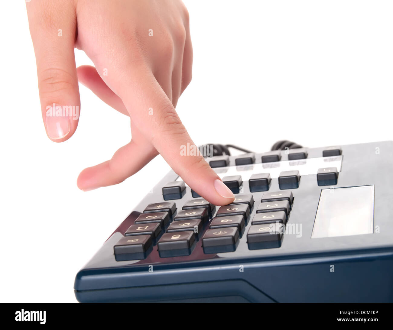 finger presses figure on a phone Stock Photo Alamy
