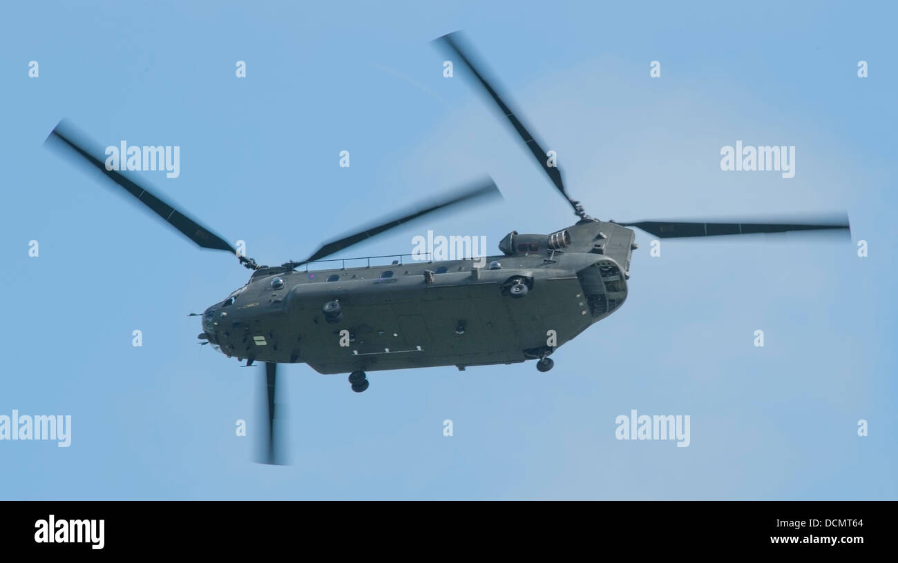 RAF Chinook HC2 helicopter in flight Stock Photo Alamy