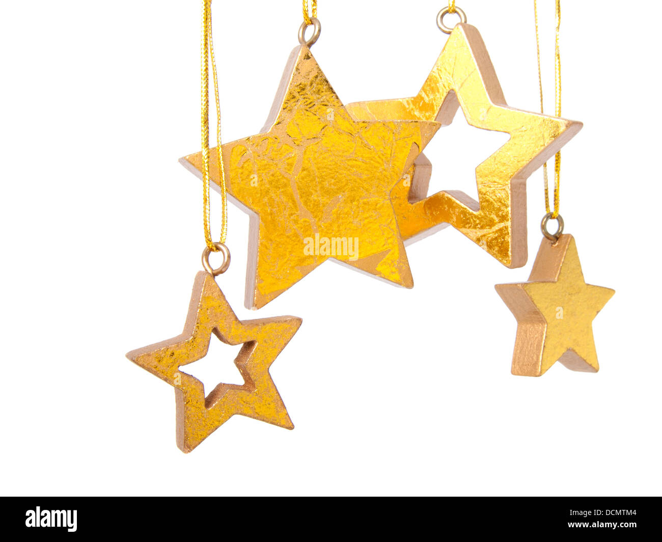 Golden Christmas stars, isolated on white background Stock Photo - Alamy