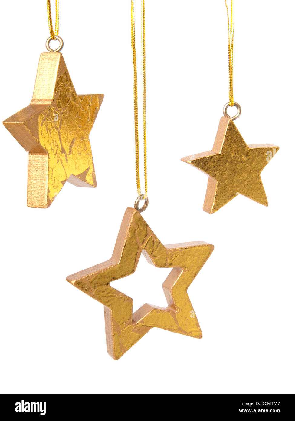 Golden Christmas stars, isolated on white background Stock Photo - Alamy