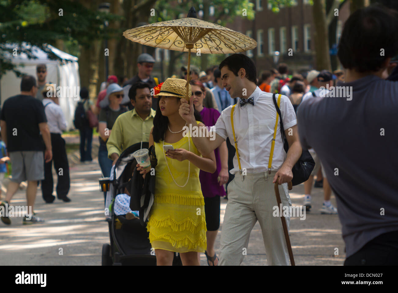 Participants dress up in costume for the 8th Bi-Annual Jazz Age Lawn Party on Governor's Island in New York Stock Photo