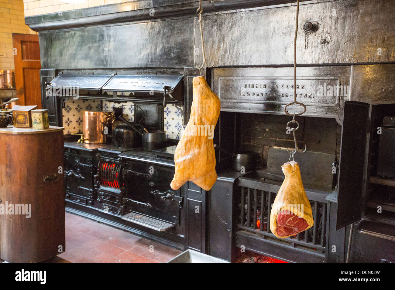 The kitchen at Cragside, Rothbury, Northumberland, the home of Lord Armstrong Stock Photo
