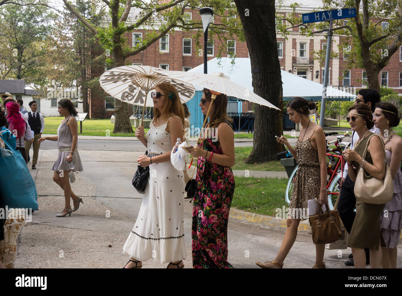 Participants dress up in costume for the 8th Bi-Annual Jazz Age Lawn Party on Governor's Island in New York Stock Photo