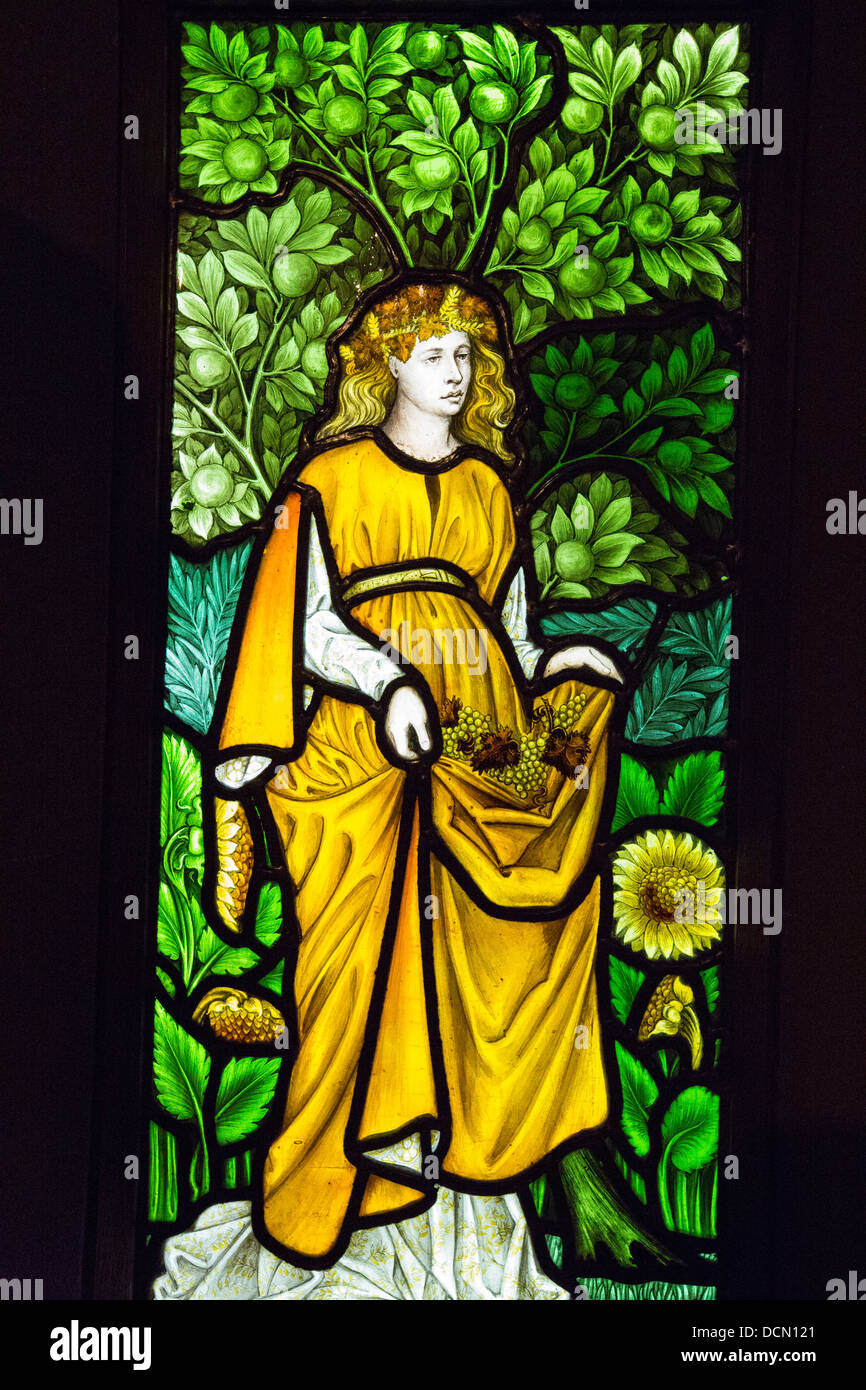 Stained glass window at Cragside, Rothbury, Northumberland, the home of Lord Armstrong Stock Photo