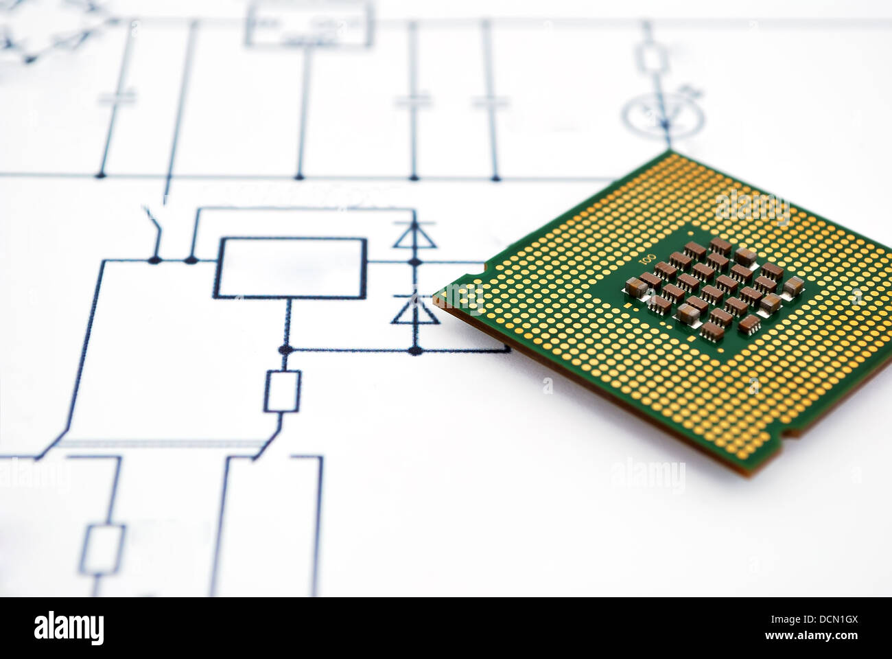 Wiring Diagram and CPU Stock Photo