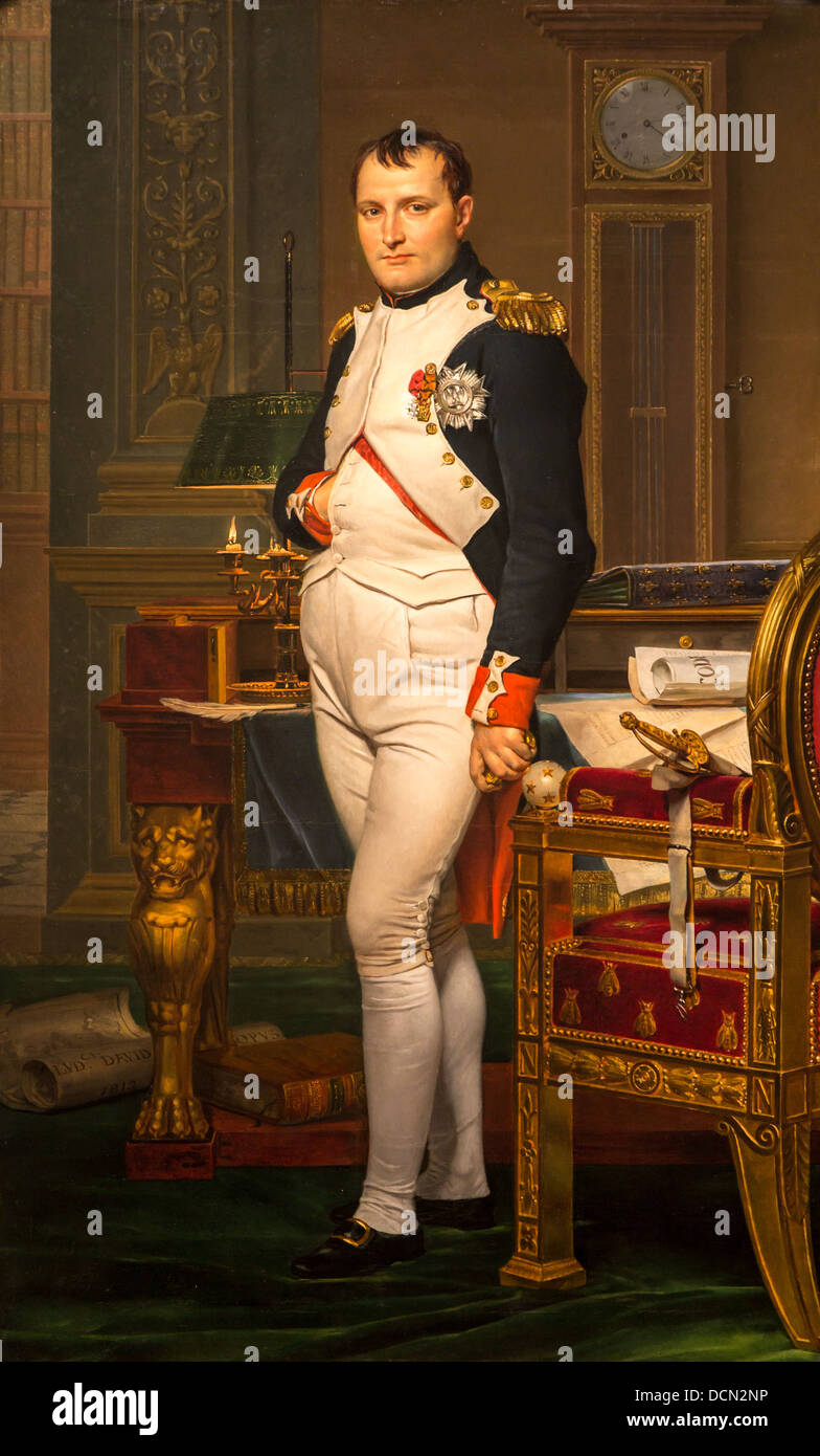 19th century  -  The Emperor Napoleon in His Study at the Tuileries, 1812 - Jacques-Louis David Stock Photo