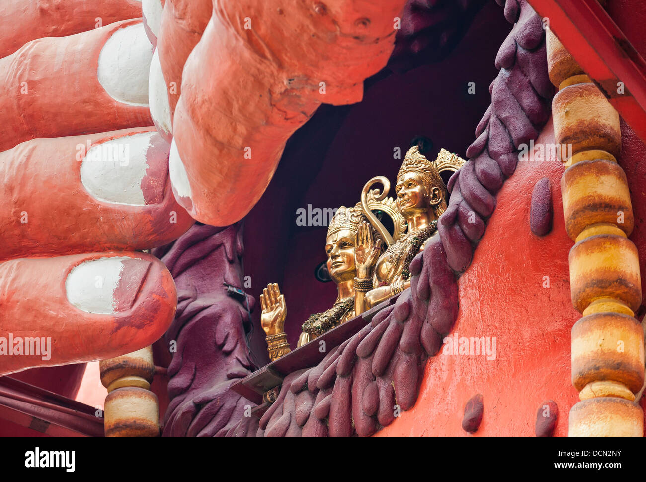 Hindu gods inside the giant Hanuman temple at Karol Bagh, New Delhi, India. Stock Photo