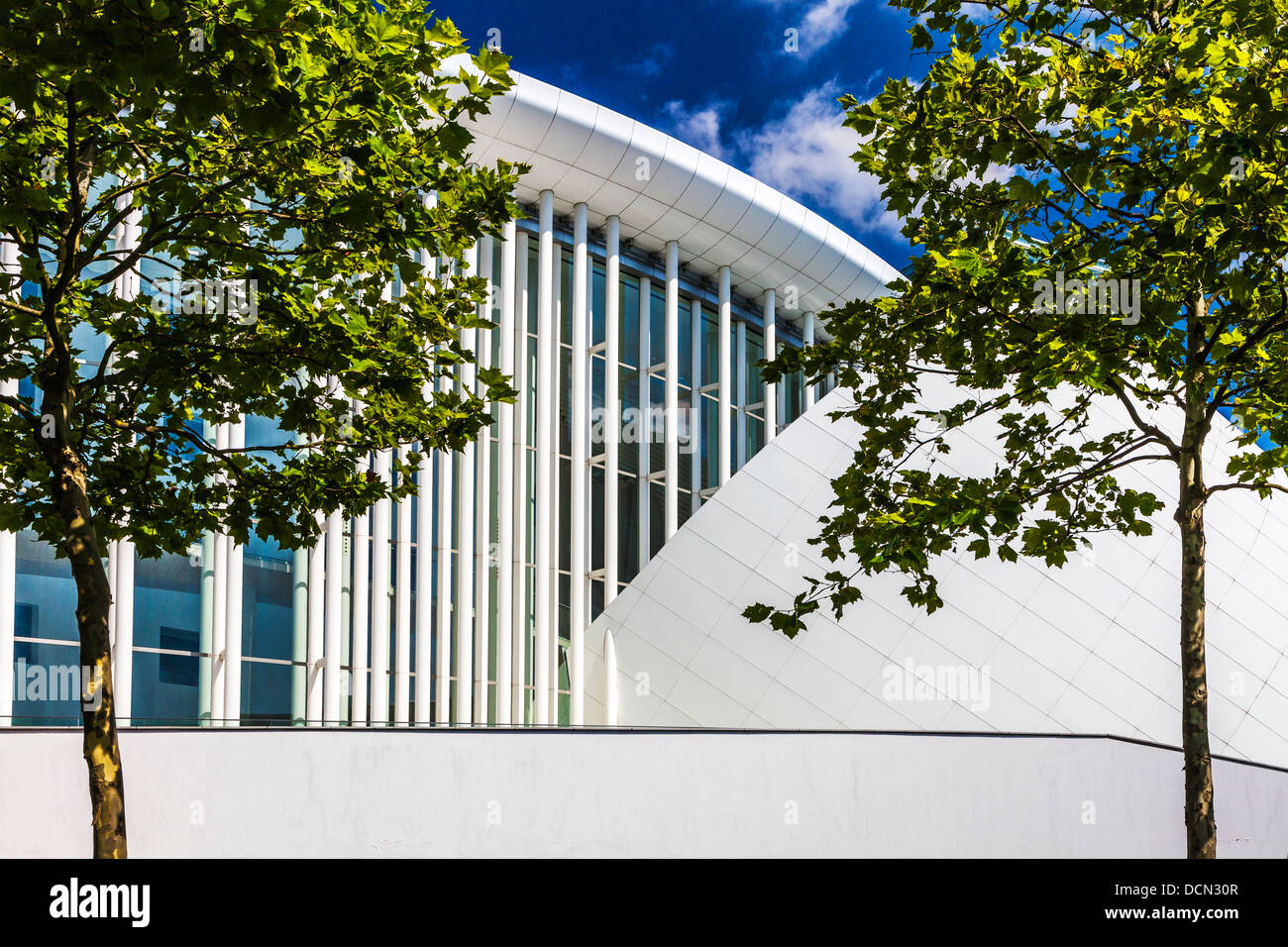 Part of the modern Philharmonie concert hall in Luxembourg city Stock
