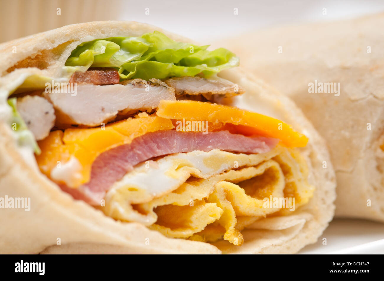 club sandwich pita bread roll Stock Photo