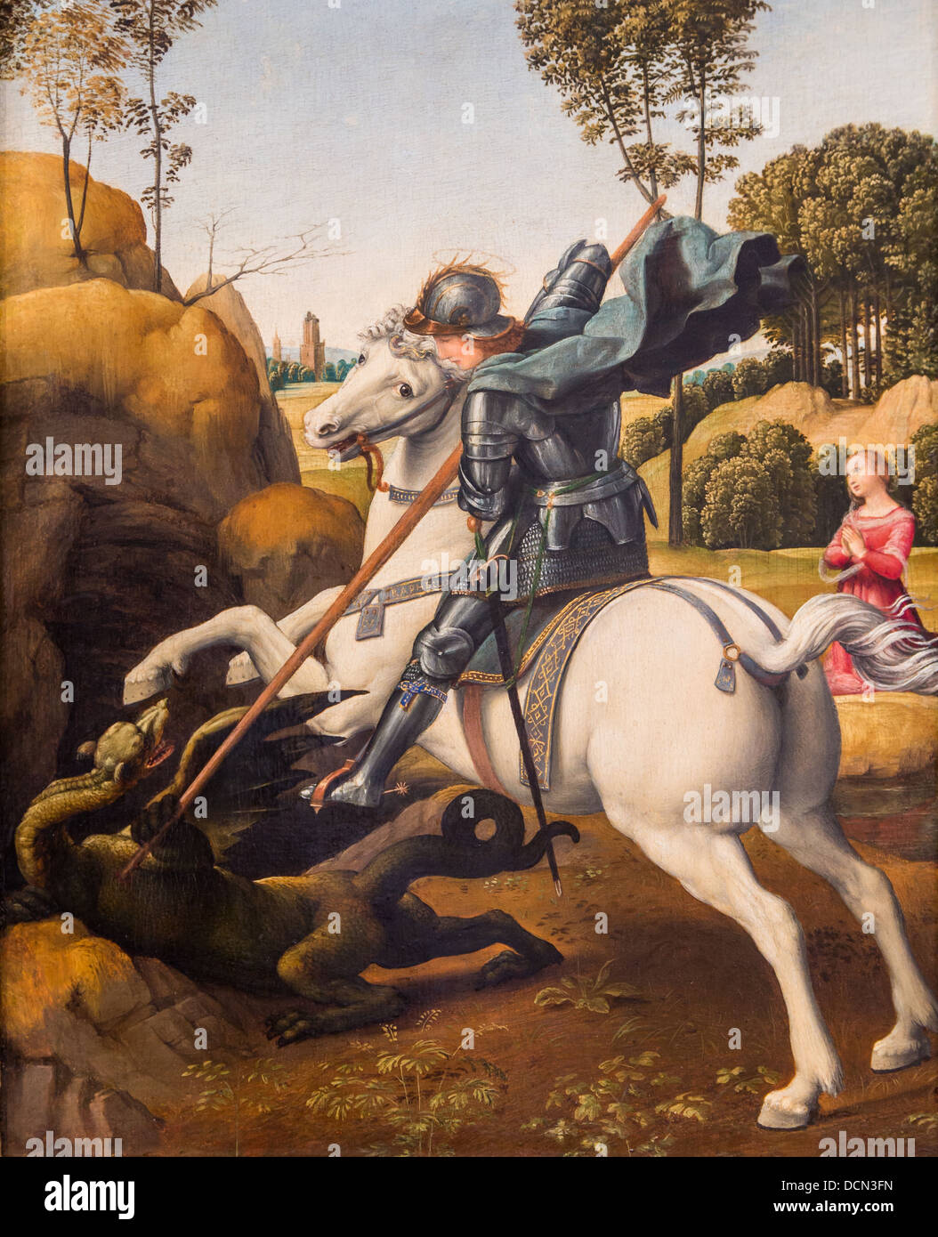 16th century  -  Saint George and the Dragon, 1506 - Raphael Philippe Sauvan-Magnet / Active Museum Stock Photo