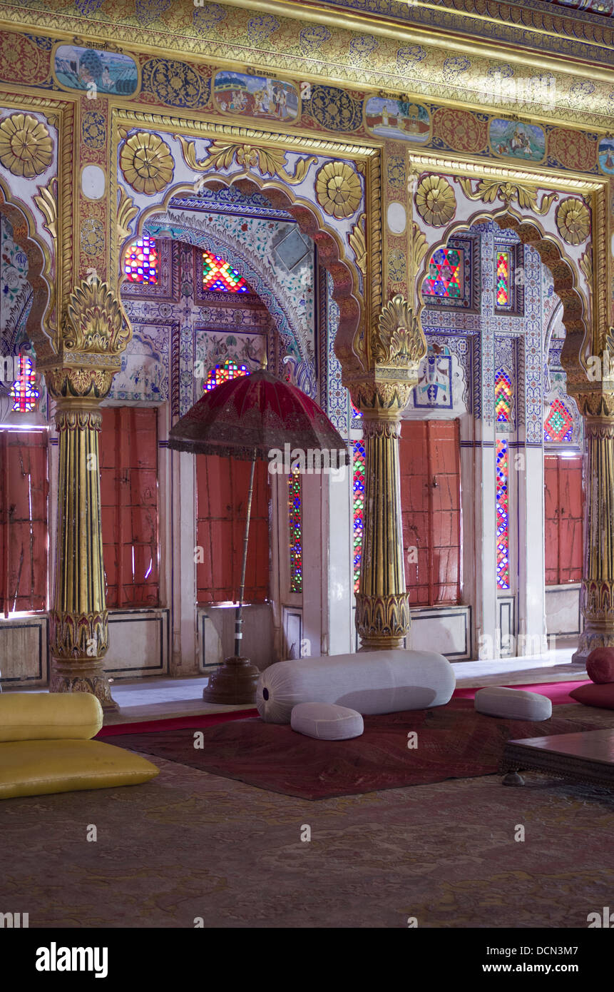 Meherangarh Fort Palace Comlex interior - Jodhpur, Rajashtan, India Stock Photo
