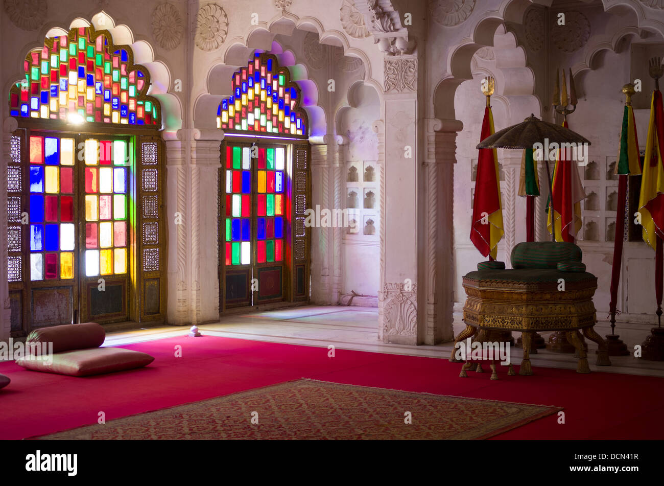 Moti Mahal, Pearl Palace, a 16th century room in the Jodhpur Fort. Jodhpur, Rajashtan, India Stock Photo