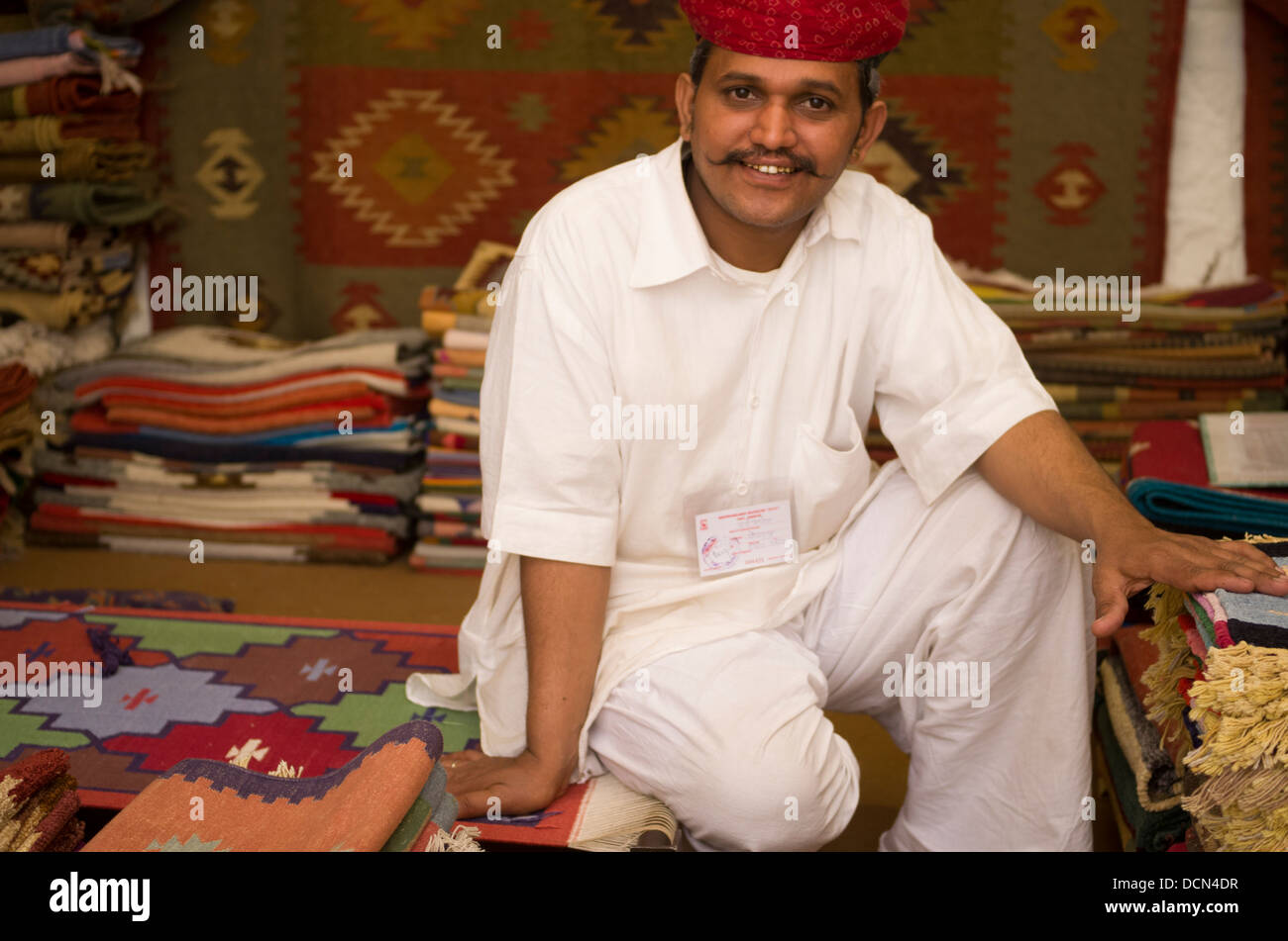 Rug / Carpet seller at Meherangarh Fort - Jodhpur, Rajashtan, India Stock Photo