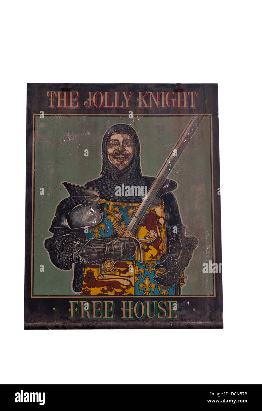The Jolly Knight Free House Pub Sign UK Stock Photo