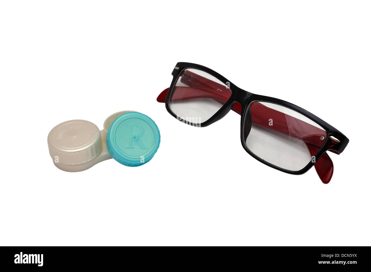 case lens  and glasses Stock Photo