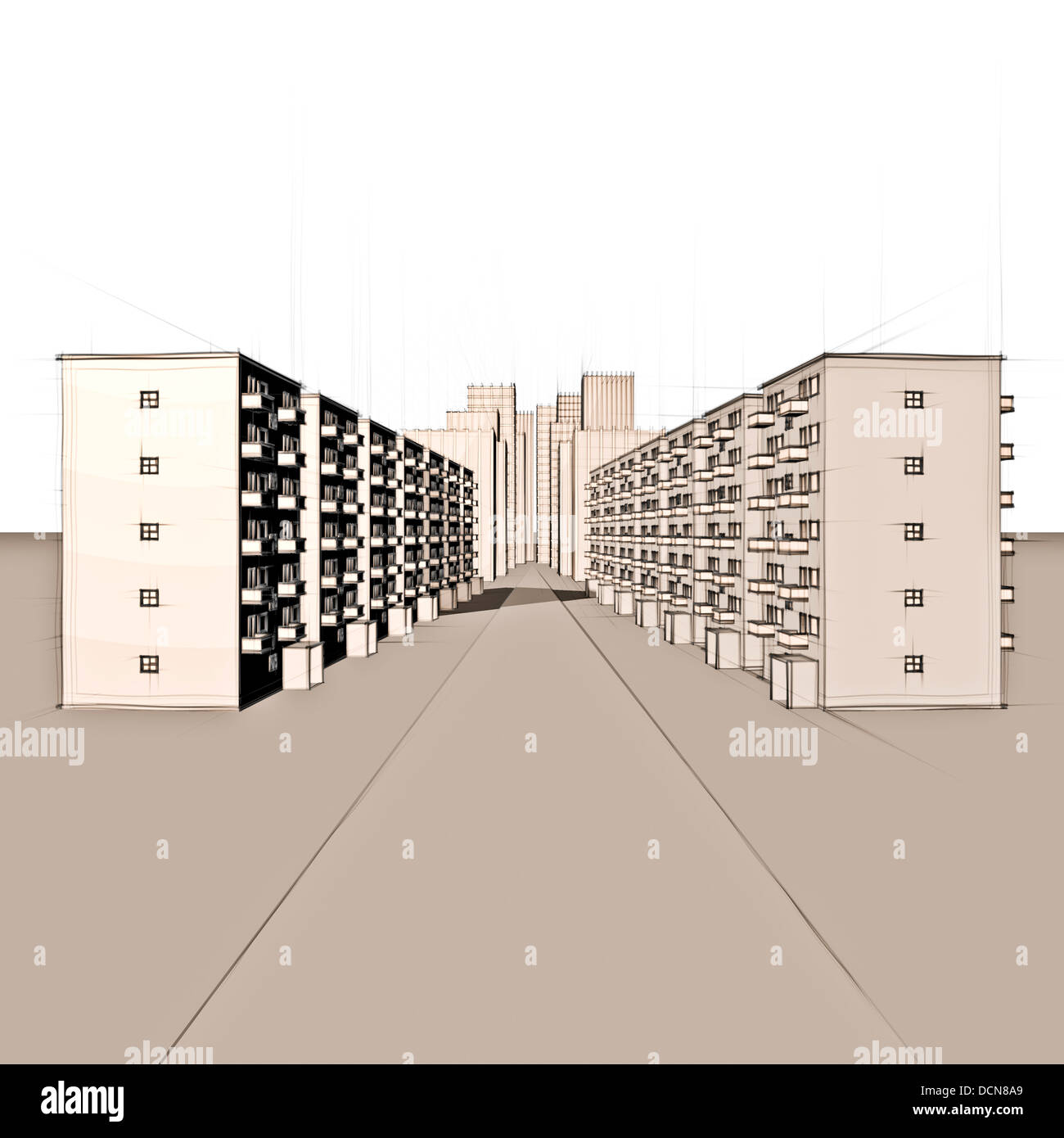 architecture sketch of a modern cityscape Stock Photo - Alamy