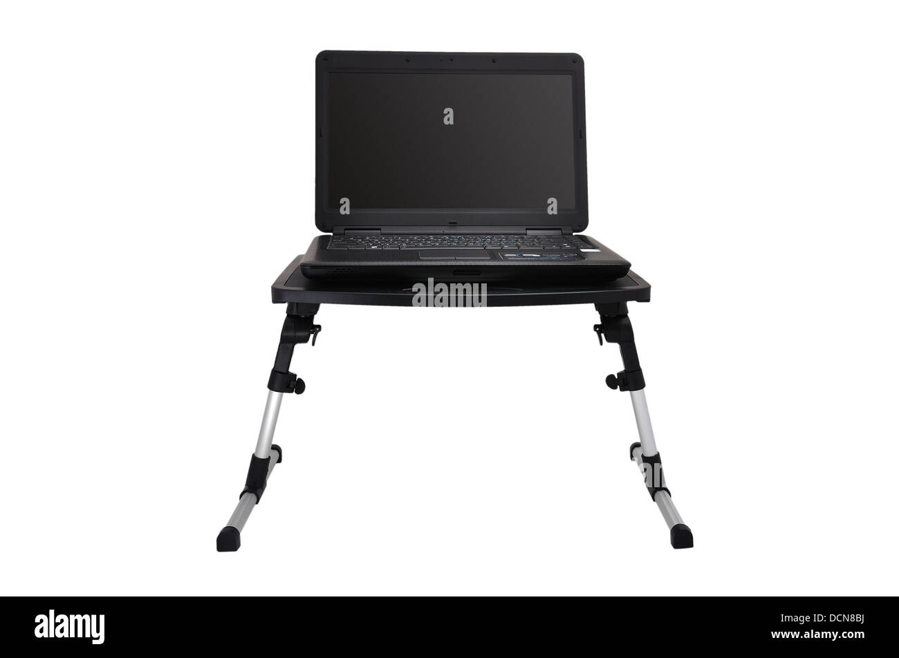 laptop on  folding table Stock Photo