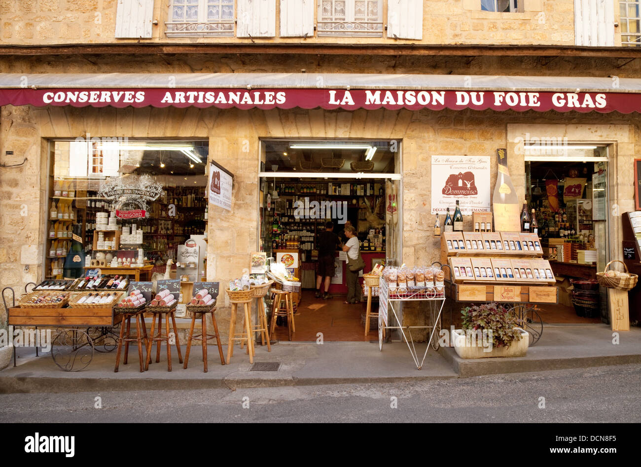 Shop selling Pate de Foie Gras in the french village of Domme, the Dordogne, France Europe Stock