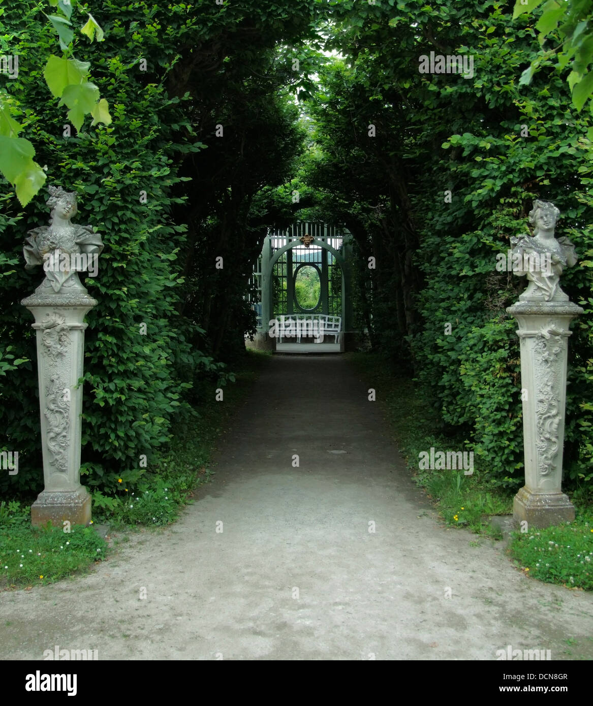 idyllic scenery of a formal garden in Veitshoechheim Stock Photo