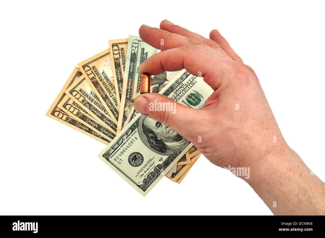 bullet in hand Stock Photo Alamy
