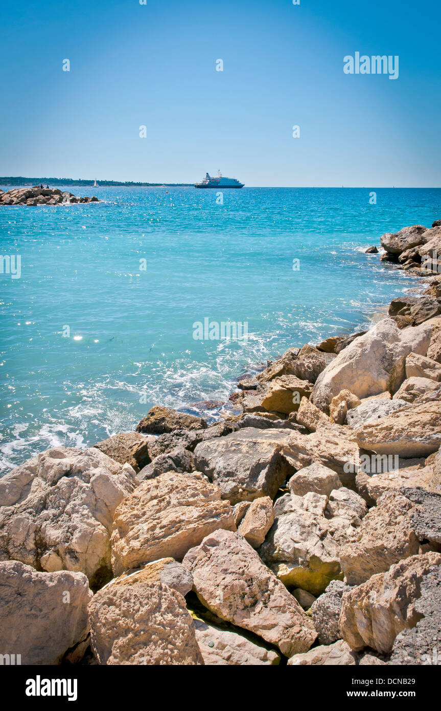 Mediterranean Beach Landscape, French Riviera Stock Photo - Image